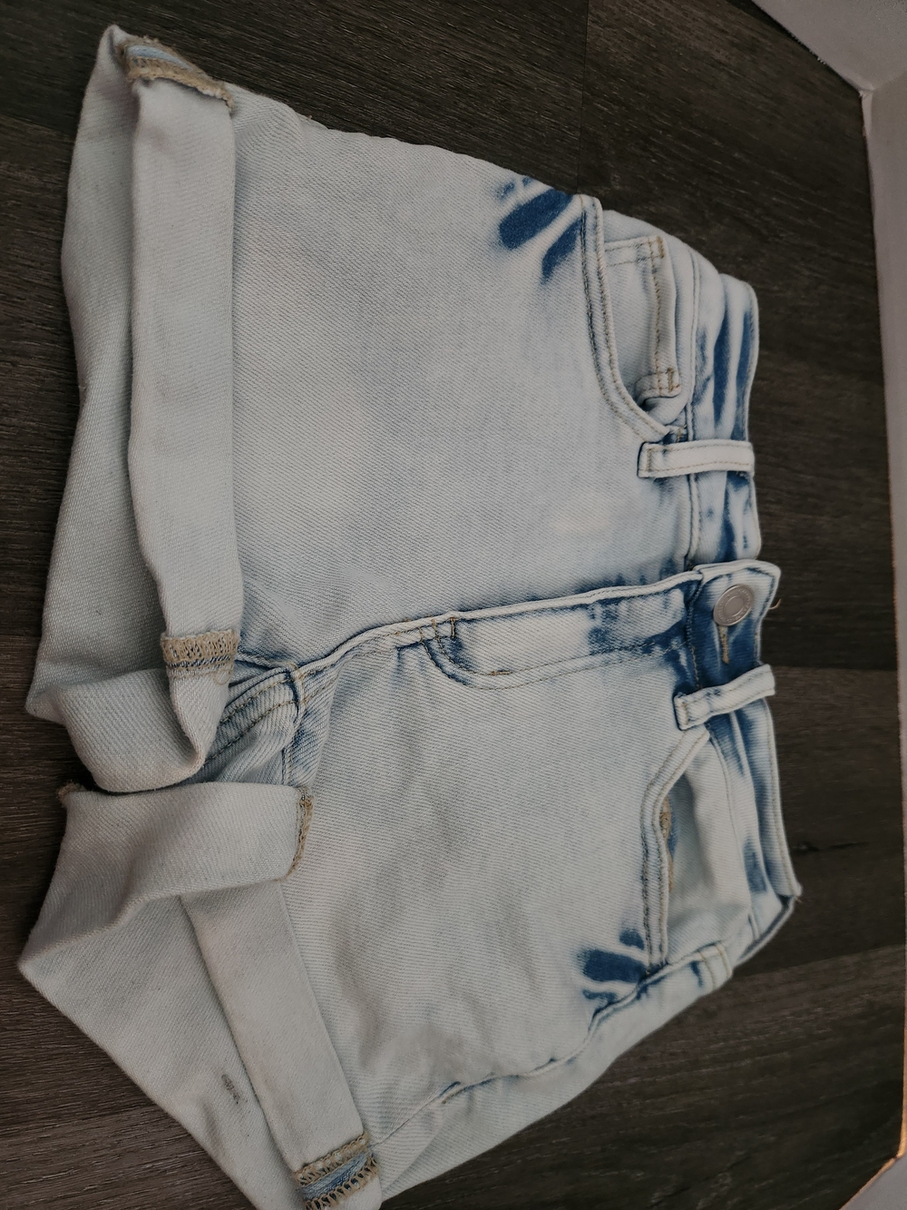SO Light Blue Tie-Dye Roll-Cuff Denim Shorts Womens